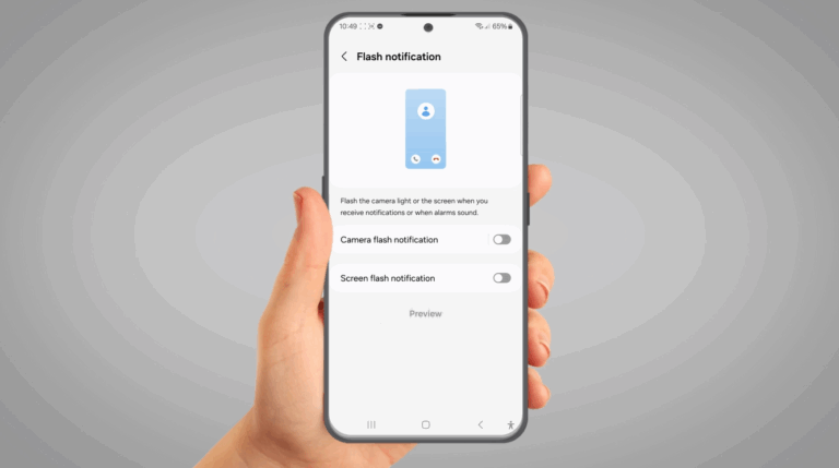 android flash notification type