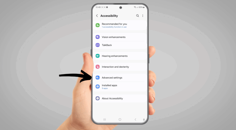 Android accessibility advanced setting